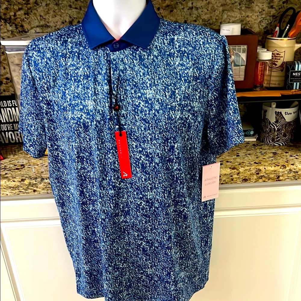 Redvanly Athletic Luxury “Canon” Men's Blue Patterned Shirt Sz M - NWT